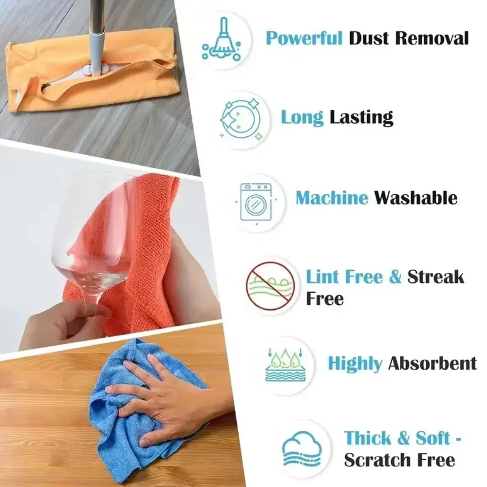 Microfiber Cleaning Cloth | Absorbent Dish Towel for Kitchen, Bathroom, Car