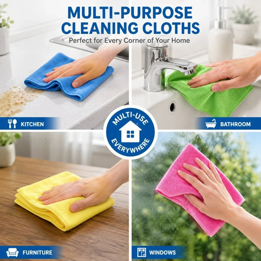 Microfiber Cleaning Cloth | Absorbent Dish Towel for Kitchen, Bathroom, Car